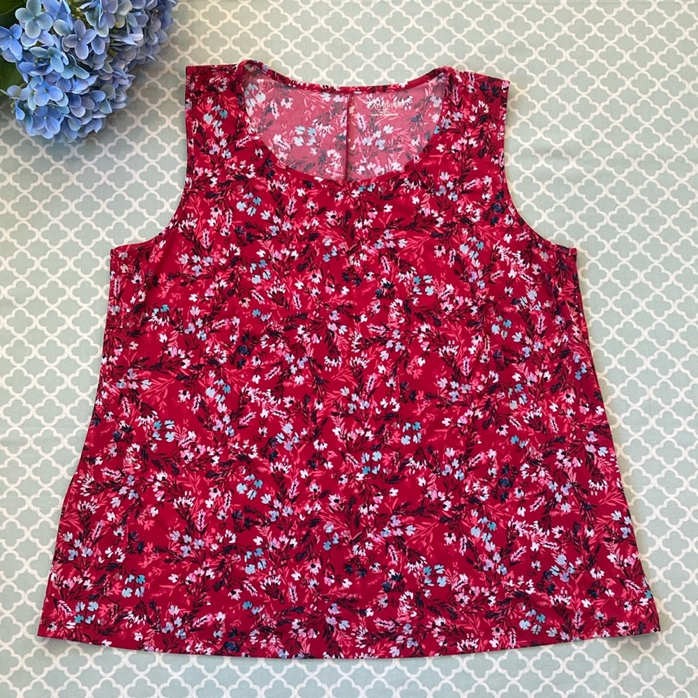 Catherines Red Floral Tank Blouse 0X